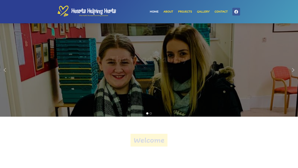 Screenshot of the Hearts Helping Herts website