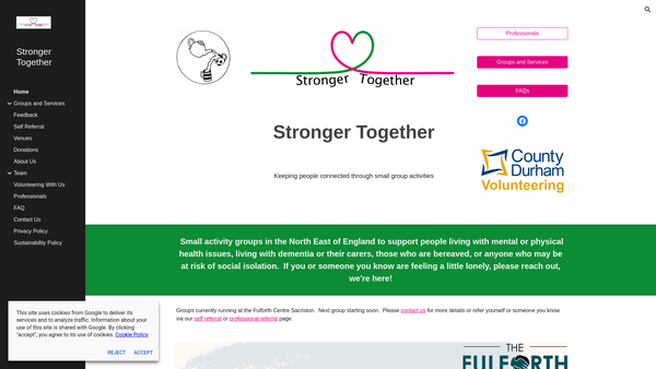 Screenshot of the Stronger Together website