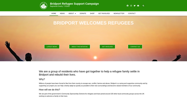 Screenshot of the Bridport Refugee Support Campaign website