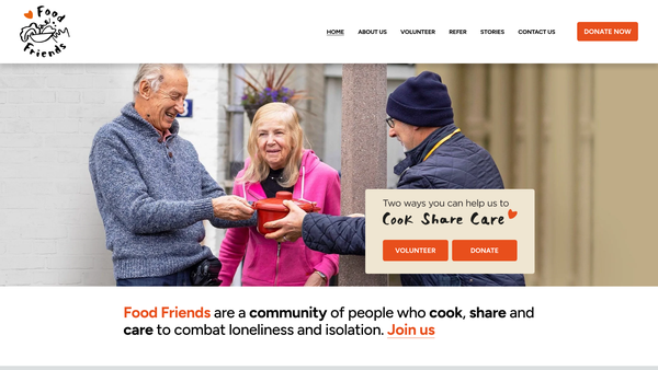 Screenshot of the Food Friends UK website