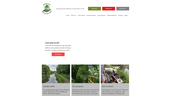 Screenshot of the The Oakham Canal Green Corridor Project website