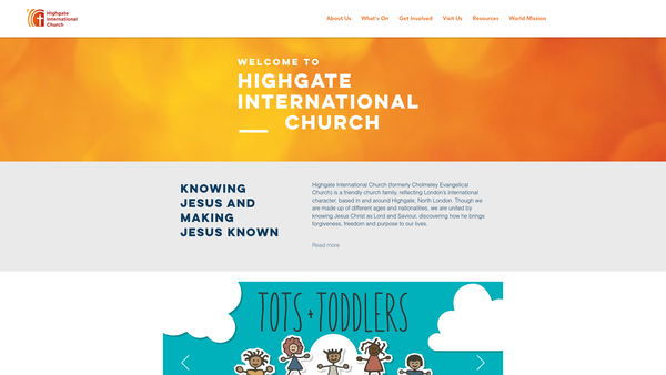 Screenshot of the Highgate International Church website