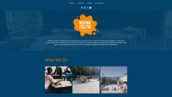 Screenshot of the Woking Youth website