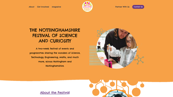 Screenshot of the Nottingham Festival Of Science And Curiosity Limited website