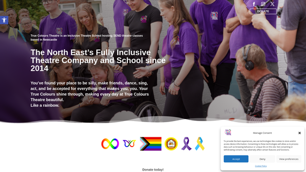 Screenshot of the True Colours Theatre website