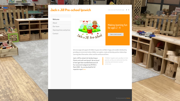Screenshot of the Jack N Jill Pre-School And Nursery website