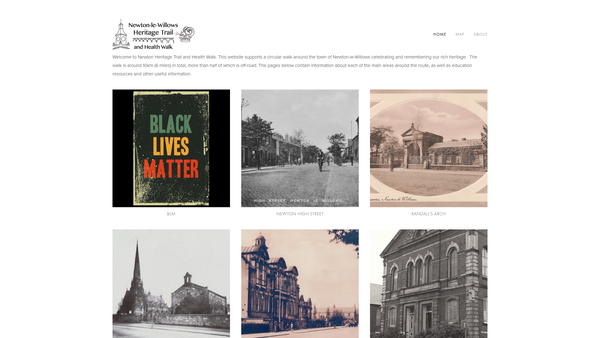 Screenshot of the Newton-Le-Willows Heritage Trail website