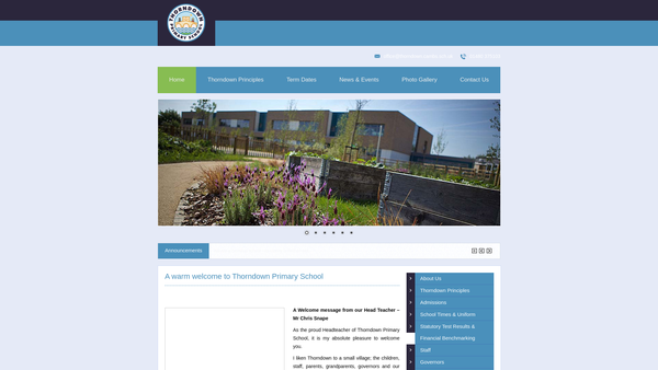 Screenshot of the Thorndown Pre-School Trust website