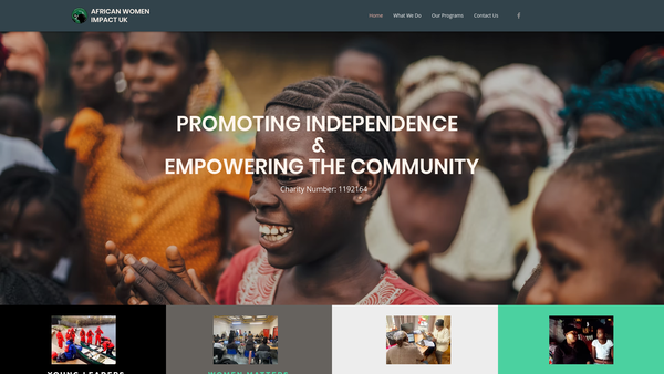 Screenshot of the African Women Impact UK CIO website