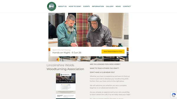 Screenshot of the Lincolnshire Wolds Woodturning Association website