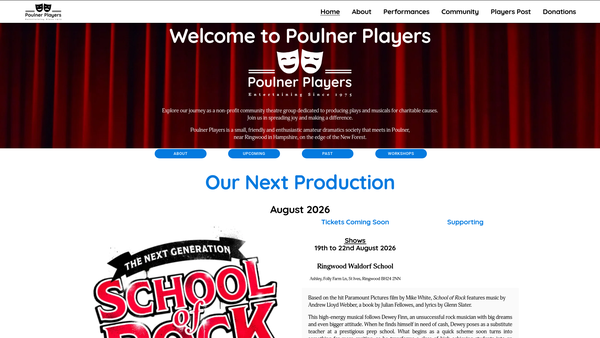 Screenshot of the Poulner Players website