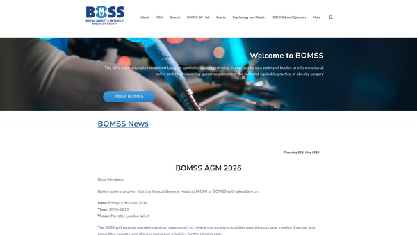 Screenshot of the British Obesity and Metabolic Specialist Society website