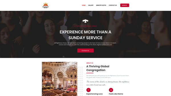 Screenshot of the Righteous Nation website