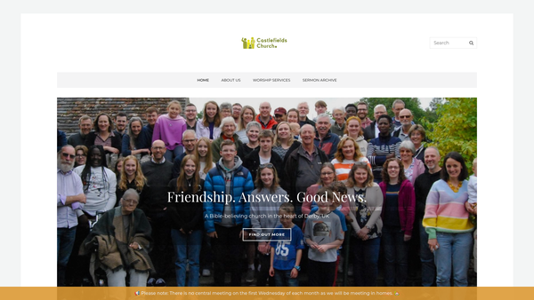 Screenshot of the Castlefields Church website