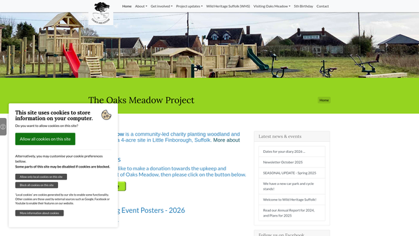 Screenshot of the Oaks Meadow Project website