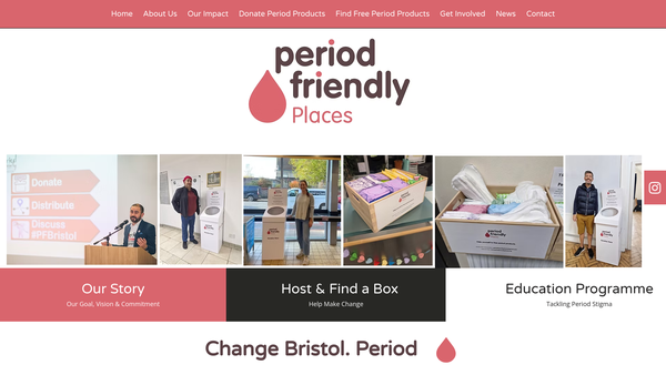 Screenshot of the Period Friendly Places website
