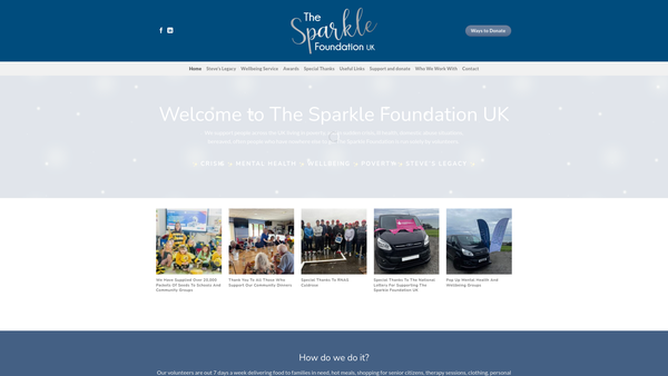 Screenshot of the The Sparkle Foundation UK website