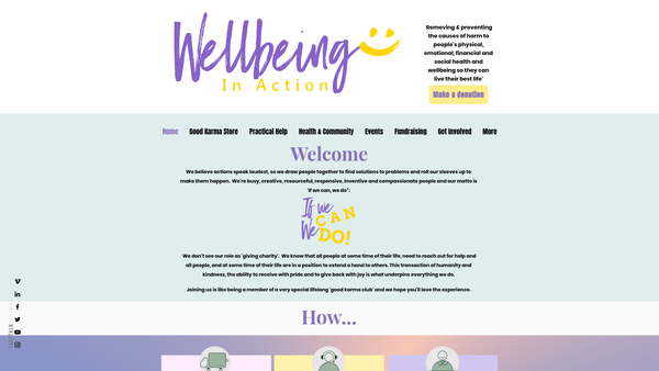Screenshot of the Wellbeing In Action website