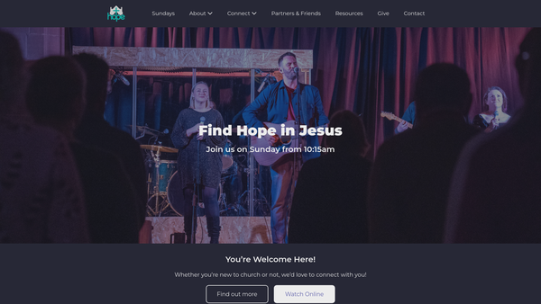 Screenshot of the Hope Church Wirral website