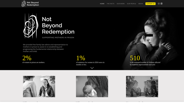 Screenshot of the Not Beyond Redemption Limited website