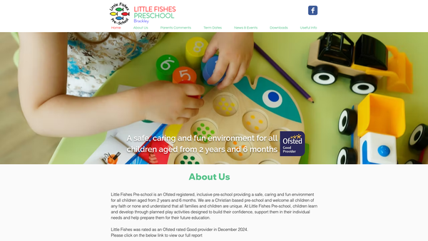 Screenshot of the Little Fishes Pre-School (Brackley) website