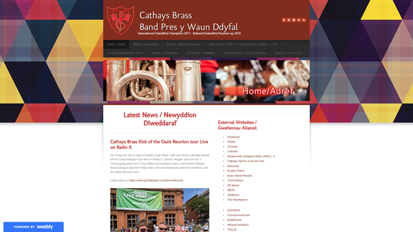 Screenshot of the Cathays Brass website