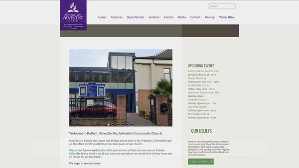 Screenshot of the Balham Seventh Day Adventist Church T/a Balham Autumn Rose Club website
