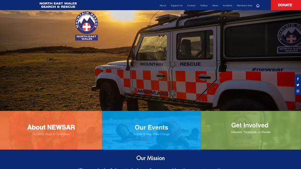 Screenshot of the North East Wales Search And Rescue Team website