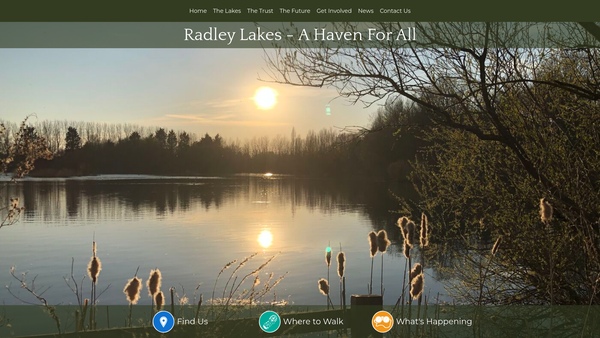 Screenshot of the The Radley Lakes Trust website