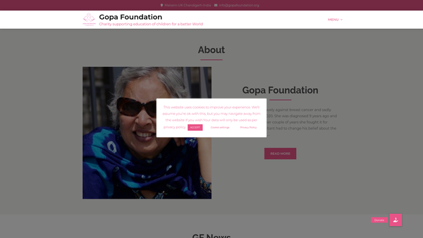 Screenshot of the Gopa Foundation website