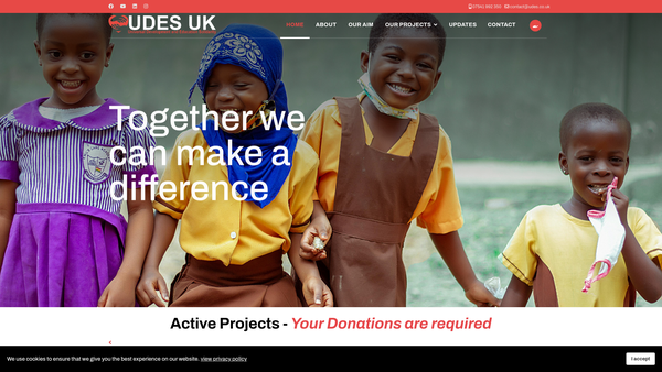 Screenshot of the Universal Development And Education Solidarity UK website