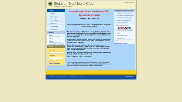 Screenshot of the Stoke On Trent Lions Club (CIO) website
