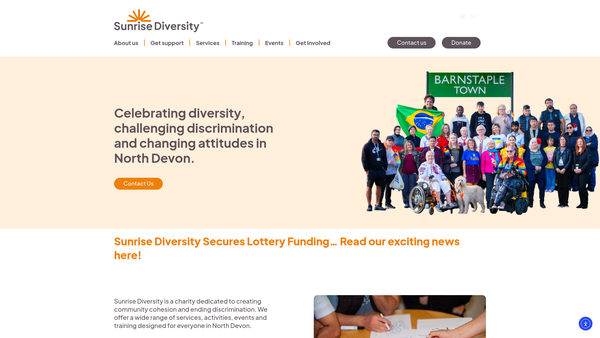 Screenshot of the Sunrise Diversity website