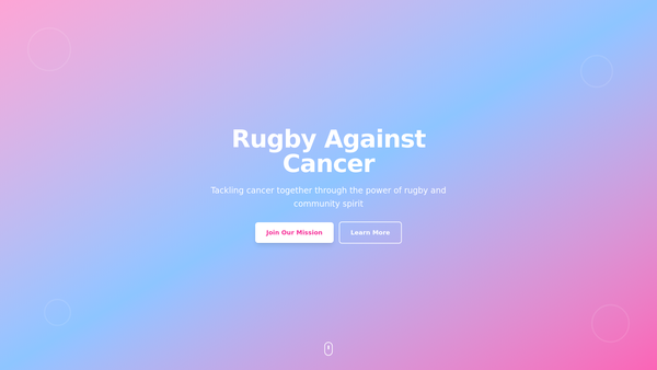 Screenshot of the Rugby Against Cancer website