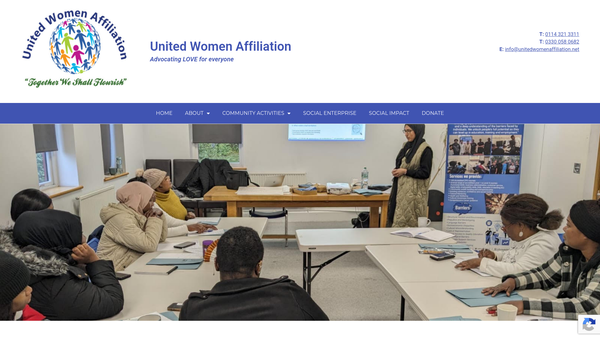 Screenshot of the United Women Affiliation website