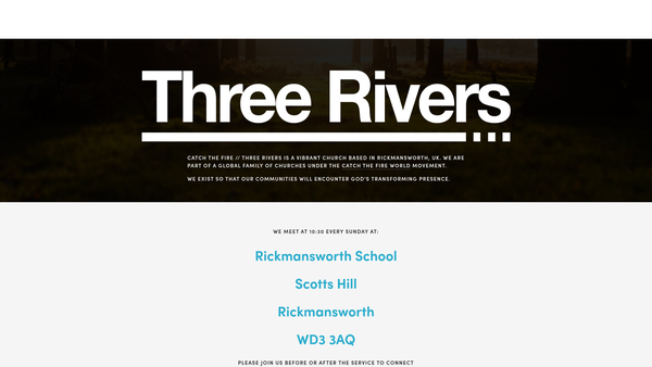 Screenshot of the Catch The Fire Three Rivers website