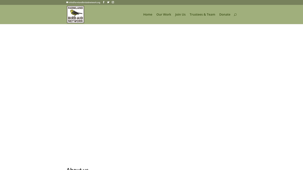 Screenshot of the Farmland Bird Aid Network website