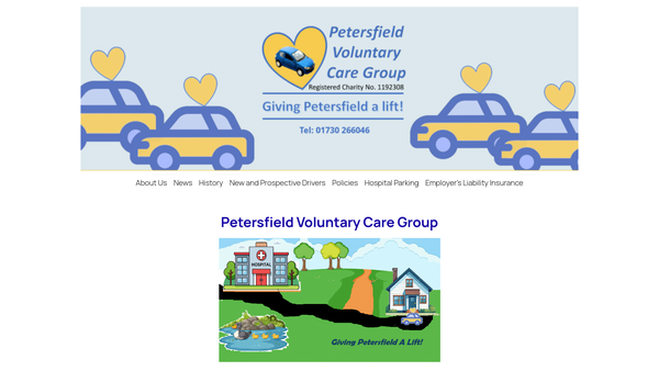 Screenshot of the Petersfield Voluntary Care Group website