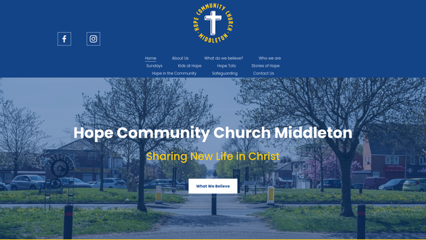 Screenshot of the Hope Community Church Middleton website