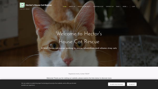 Screenshot of the Hector's House Cat Rescue website