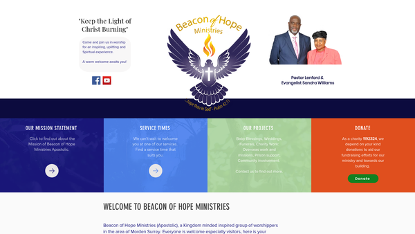 Screenshot of the Beacon Of Hope Ministries - Apostolic website