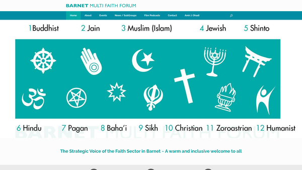 Screenshot of the Barnet Multi Faith Forum website
