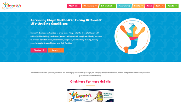Screenshot of the Emmett's Genies website