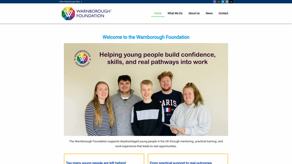 Screenshot of the Warnborough Foundation CIO website
