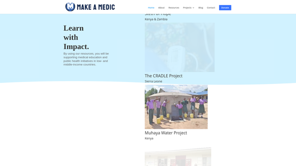 Screenshot of the Make A Medic website