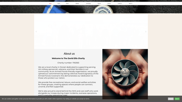 Screenshot of the The David Ellis Charity website