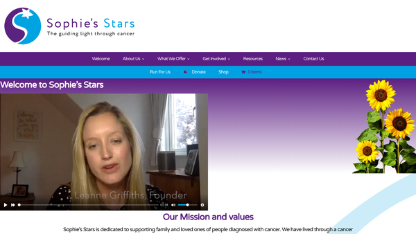 Screenshot of the Sophie's Stars website