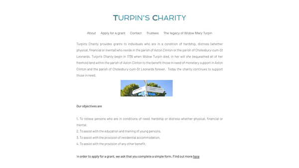 Screenshot of the Turpin's Charity website