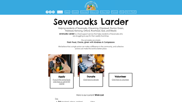 Screenshot of the Sevenoaks Larder website