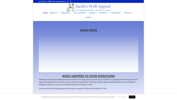 Screenshot of the Jacob's Well Appeal website